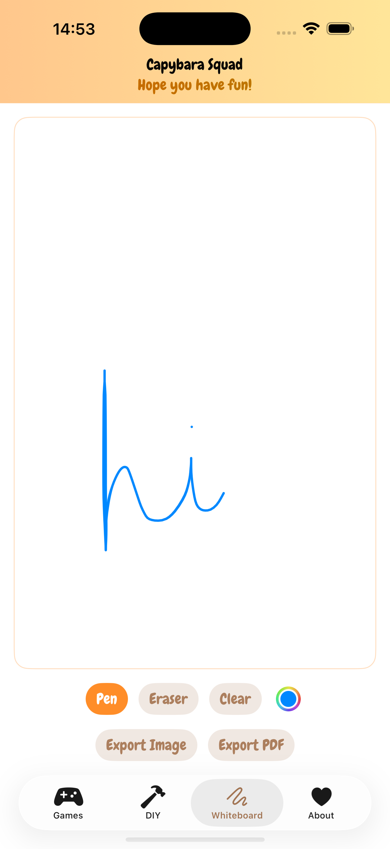 Whiteboard drawing canvas